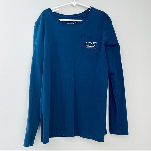 Vineyard Vines Happy Holidays Santa Whale Navy Blue Long Sleeved Tee Large 14 - Picture 6 of 8